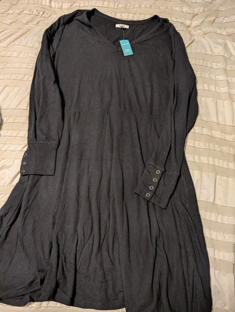 Maurices Black Long Sleeve V-Neck A-Line Dress